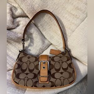 Vintage Coach Signature Logo Mini Shoulder bag w/ Buckle